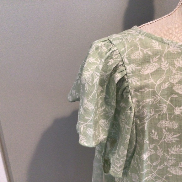 A N A Tina Flora Light Green Ruffle sleeveless Shirt New Size XL - Picture 5 of 6